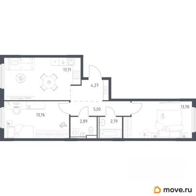 2-комн. квартира, 60.2 м&sup2;