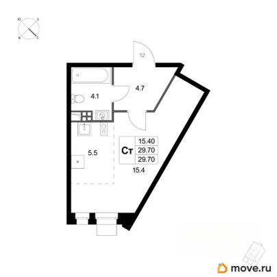 студия, 29.7 м&sup2;