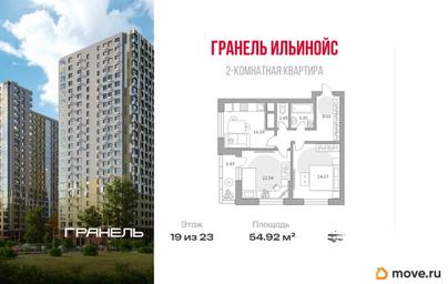 2-комн. квартира, 54.92 м&sup2;