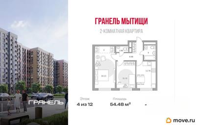 2-комн. квартира, 54.48 м&sup2;