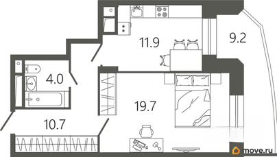 1-комн. квартира, 49.1 м&sup2;