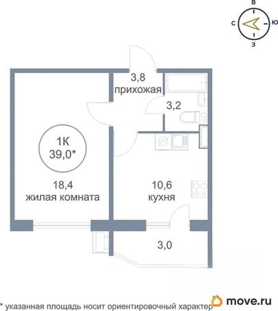 1-комн. квартира, 40.1 м&sup2;