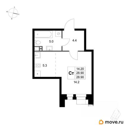 студия, 28.9 м&sup2;