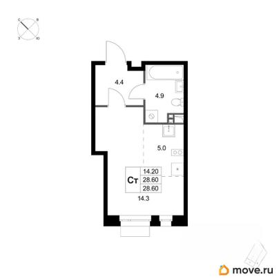 студия, 28.6 м&sup2;