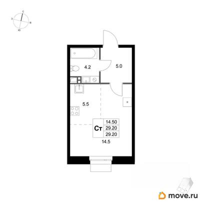 студия, 29.2 м&sup2;
