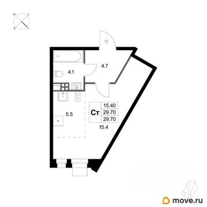 студия, 29.7 м&sup2;