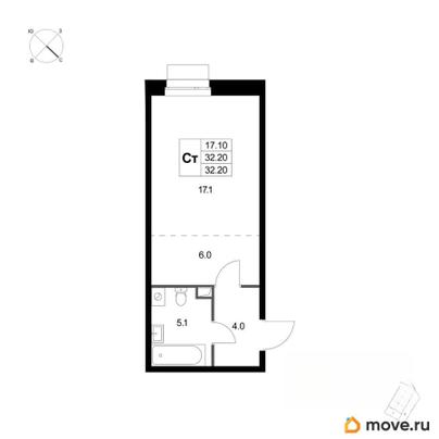 студия, 32.2 м&sup2;