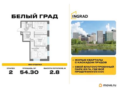 2-комн. квартира, 54.3 м&sup2;