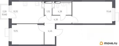 2-комн. квартира, 59.9 м&sup2;
