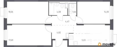 3-комн. квартира, 80.4 м&sup2;