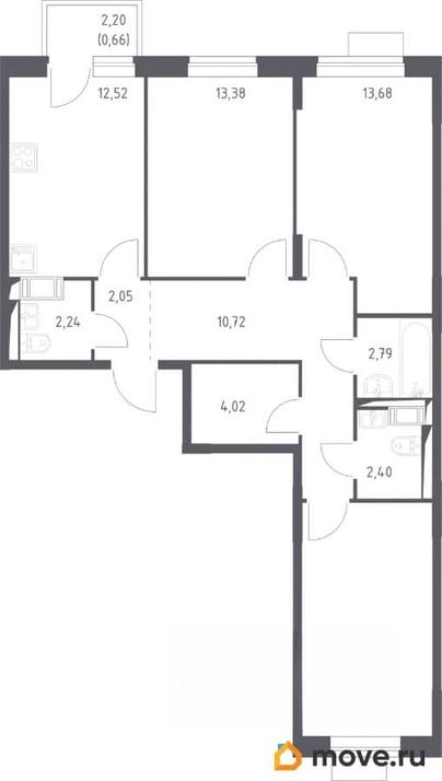 3-комн. квартира, 78.5 м&sup2;