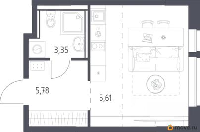 1-комн. квартира, 26.4 м&sup2;