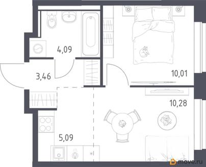 2-комн. квартира, 32.9 м&sup2;