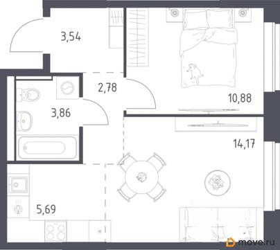2-комн. квартира, 40.9 м&sup2;