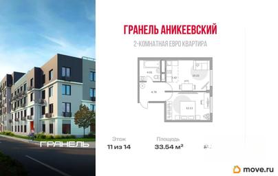 2-комн. квартира, 33.54 м&sup2;