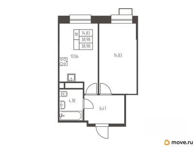 1-комн. квартира, 39 м&sup2;