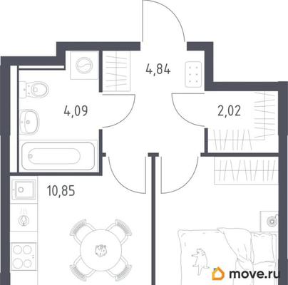 1-комн. квартира, 32 м&sup2;