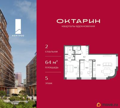 2-комн. квартира, 64 м&sup2;
