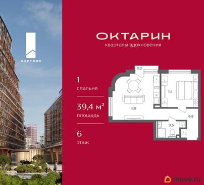 1-комн. квартира, 39.4 м&sup2;