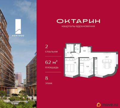 2-комн. квартира, 62 м&sup2;