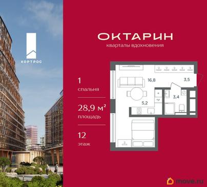 1-комн. квартира, 28.9 м&sup2;