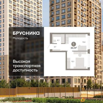 2-комн. квартира, 34.32 м&sup2;