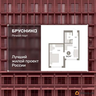 1-комн. квартира, 34.3 м&sup2;
