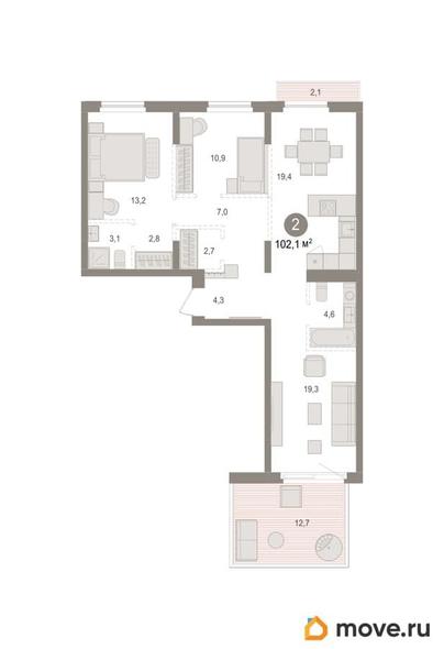 3-комн. квартира, 102.08 м&sup2;