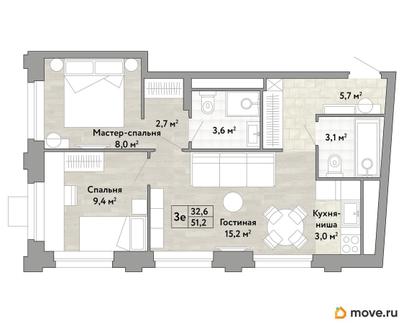 студия, 51.2 м&sup2;