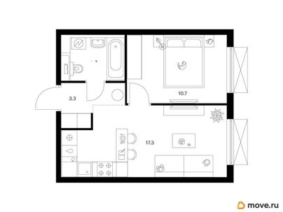 1-комн. квартира, 35 м&sup2;