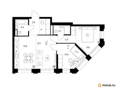 2-комн. квартира, 60.2 м&sup2;