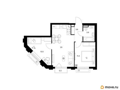 2-комн. квартира, 49.7 м&sup2;