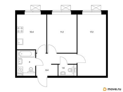 2-комн. квартира, 50.8 м&sup2;