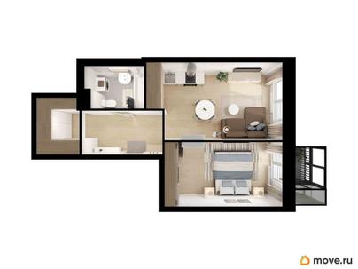 1-комн. квартира, 43.6 м&sup2;