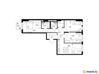 3-комн. квартира, 80.8 м&sup2;