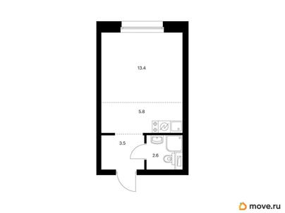 студия, 25.3 м&sup2;