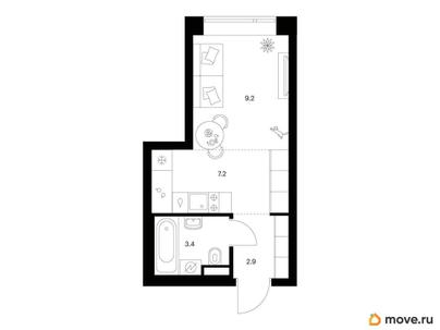 студия, 22.7 м&sup2;