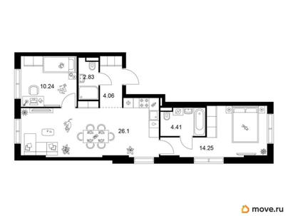 2-комн. квартира, 61.89 м&sup2;
