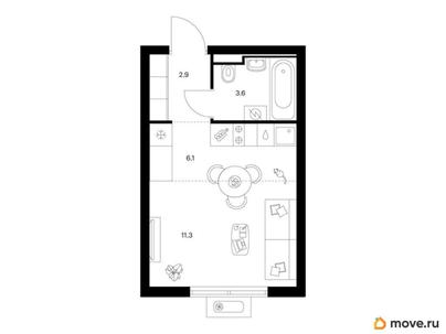 студия, 23.9 м&sup2;
