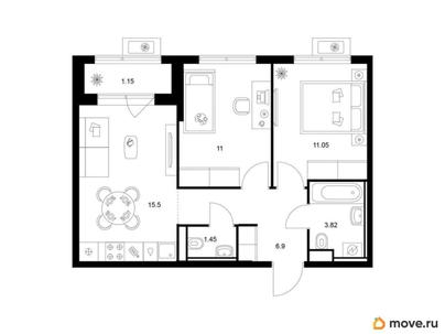 2-комн. квартира, 50.87 м&sup2;