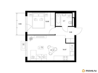 1-комн. квартира, 38.64 м&sup2;
