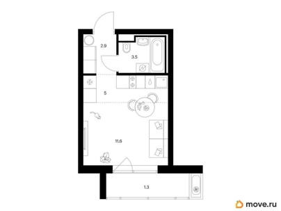 студия, 24.3 м&sup2;