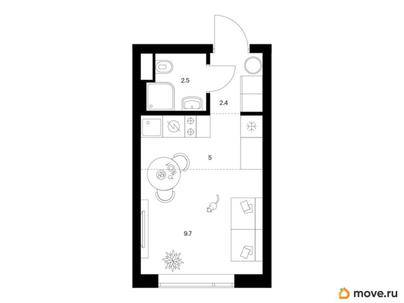 студия, 19.6 м&sup2;