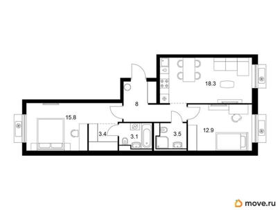 2-комн. квартира, 65 м&sup2;