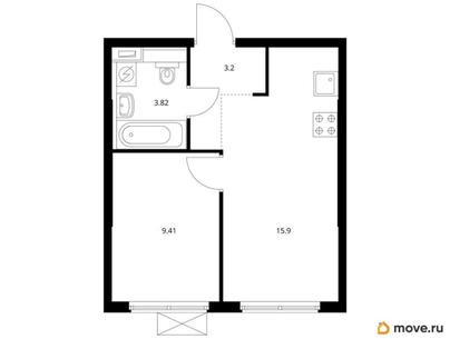 1-комн. квартира, 31.8 м&sup2;
