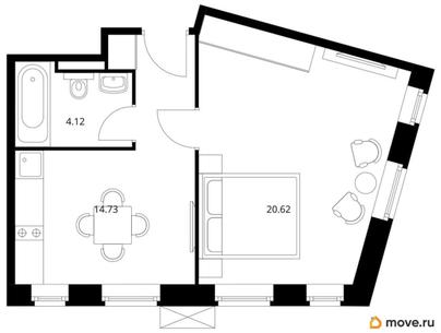 1-комн. квартира, 37.9 м&sup2;