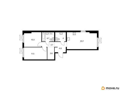 2-комн. квартира, 62.2 м&sup2;