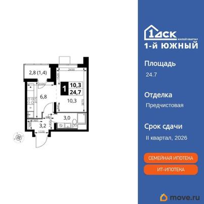 студия, 24.7 м&sup2;