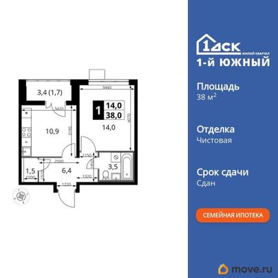 1-комн. квартира, 38 м&sup2;