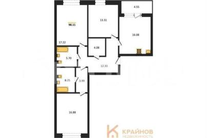 3-комн. квартира, 98.1 м&sup2;